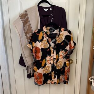 BUNDLE FUN Purple long sleeve & short sleeve patterned top with wrap